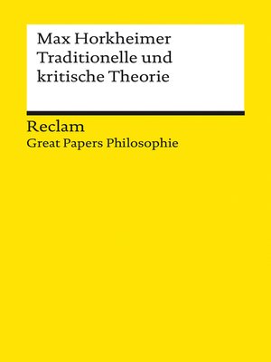 cover image of Traditionelle und kritische Theorie